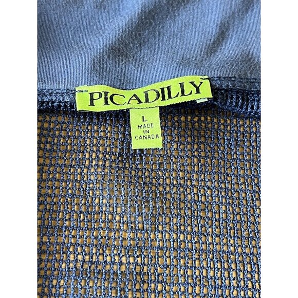 Picadilly‎ Size Large Blue Open Weave Mesh Cover Up Zip Beach Vacation Travel - Picture 9 of 11